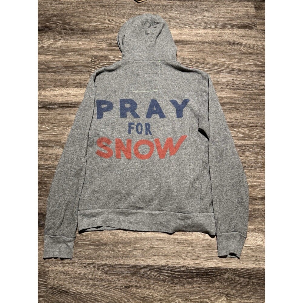 Aviator Nation Stripe Pray For Snow Full Zip Hoodie Womens Large Gray Full Zip